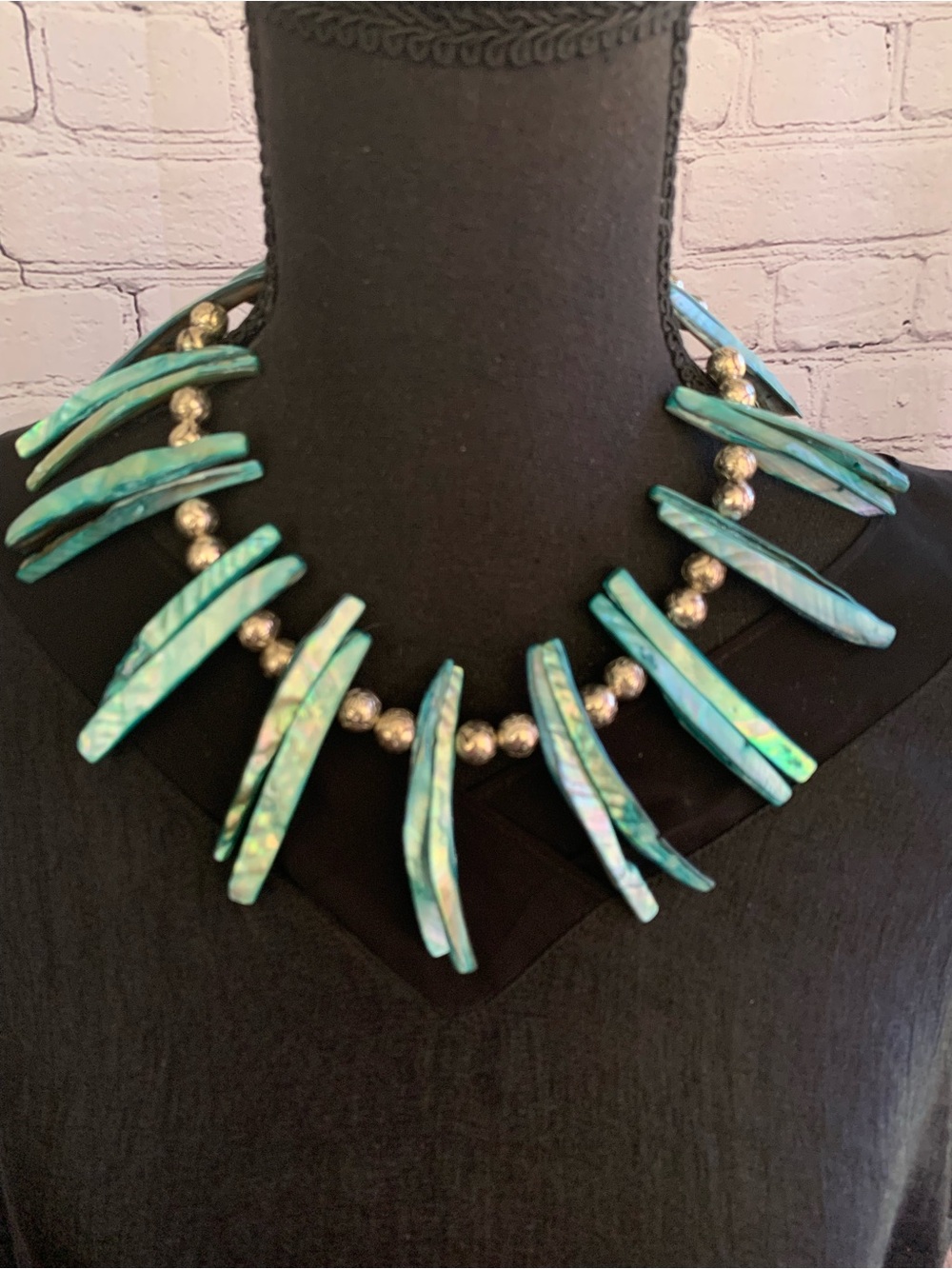 Turquoise Abalone Tribal Spike Necklace